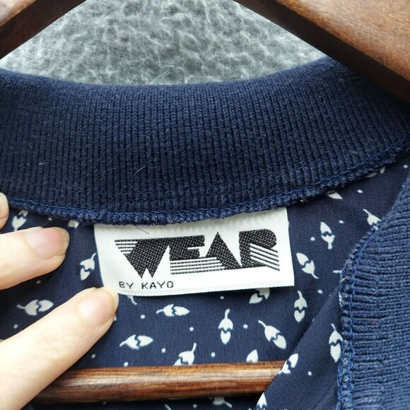 VTG Wear By Kayo Navy Printed Long-Sleeve Pullover With Ribbed Collar & Cuffs - Picture 2 of 3